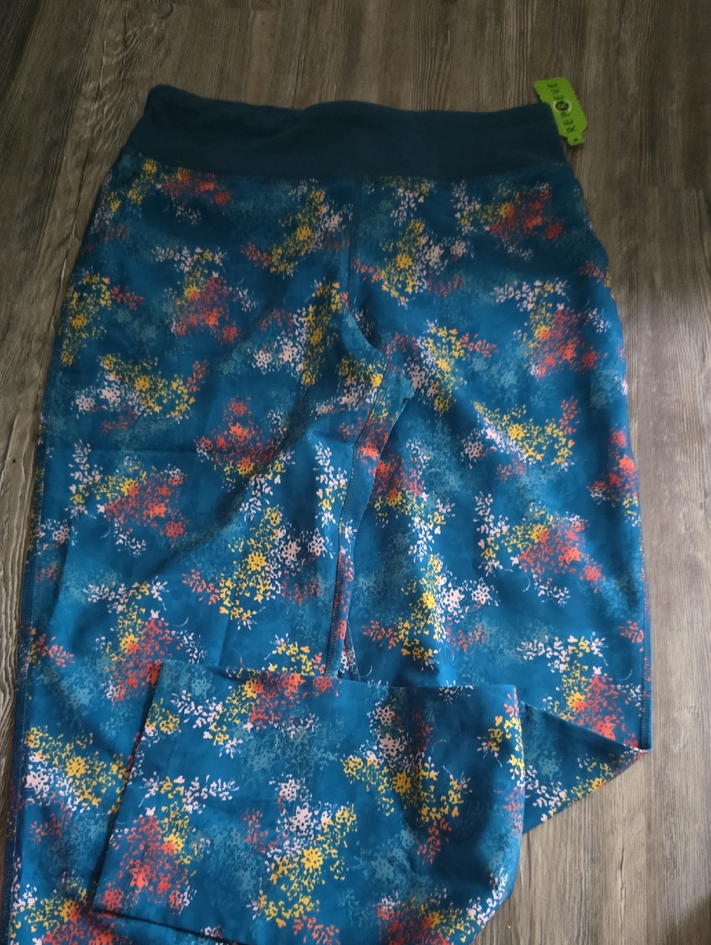 Lands' End Teal Floral High-Low Skirt